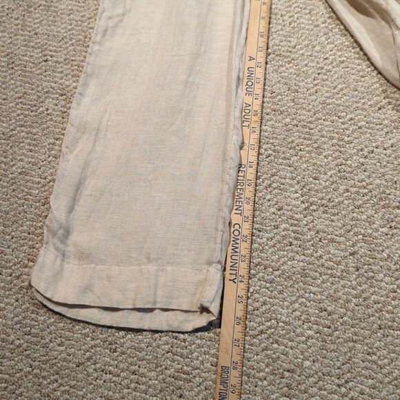 Cynthia Rowley Linen Pants Womens XS Beige Wide Leg Cropped Pockets Resort Beach - Picture 2 of 7